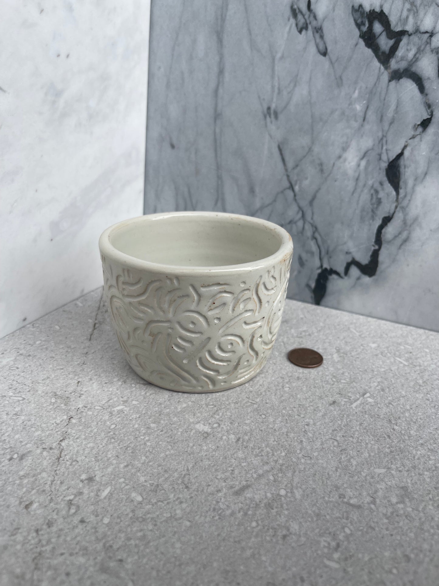 Carved White Vessel