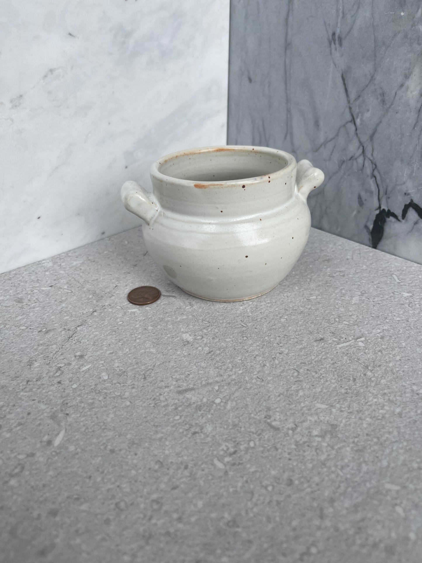 Small White Handled Vase