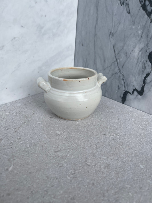 Small White Handled Vase