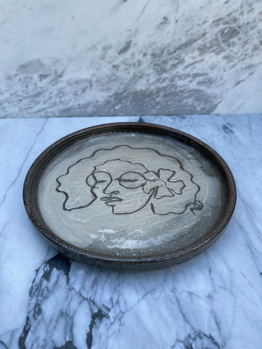 Flower in Her Hair Linework Plate I