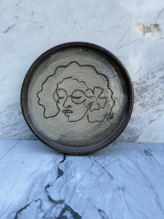 Flower in Her Hair Linework Plate I